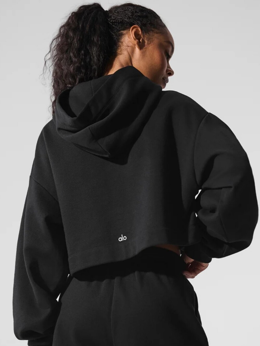 Alo BAE Cropped Hoodie- Black